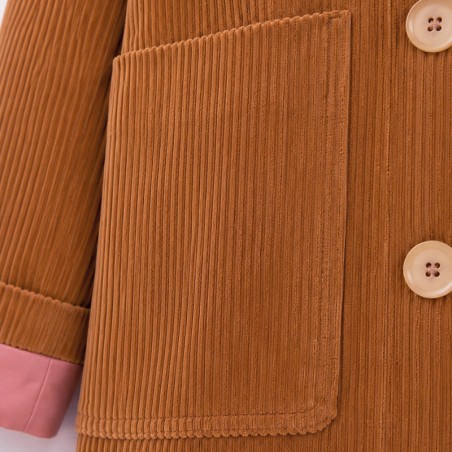 Caban croisé en velours côtelé beige camel