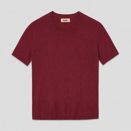 Pull col rond manches courtes grenat