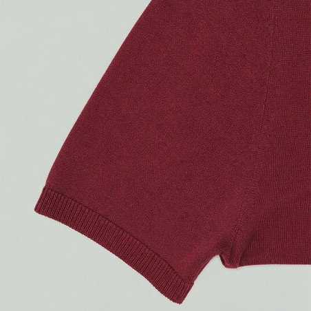 Pull col rond manches courtes grenat