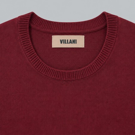 Pull col rond manches courtes grenat