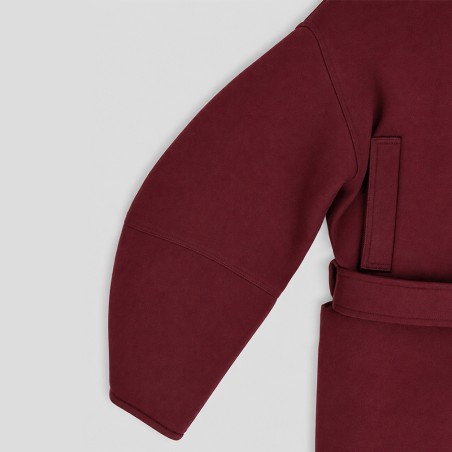 Manteau manches ballons en pure laine grenat