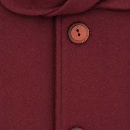 Manteau manches ballons en pure laine grenat