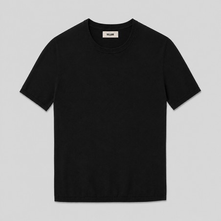 Pull col rond manches courtes noir