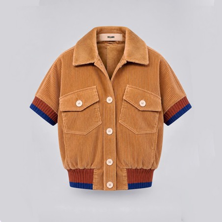 Blouson velours côtelé camel doublé fourrure