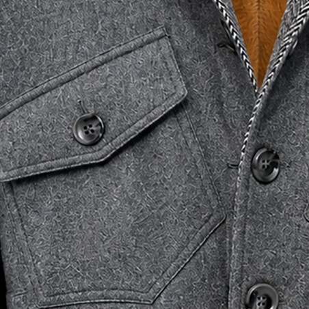 Blouson en flanelle grise doublé en fausse fourrure beige