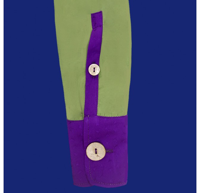 Poignet chemisier bicolor vert et violet, manches longues