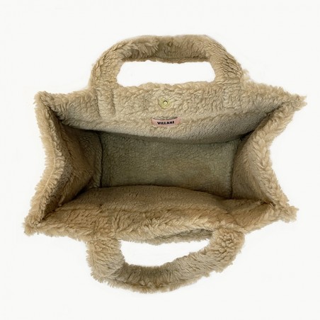 Sac cabas en fausse fourrure mouton beige