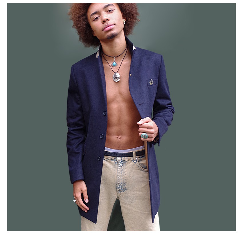 Manteau homme en laine et cachemire marine