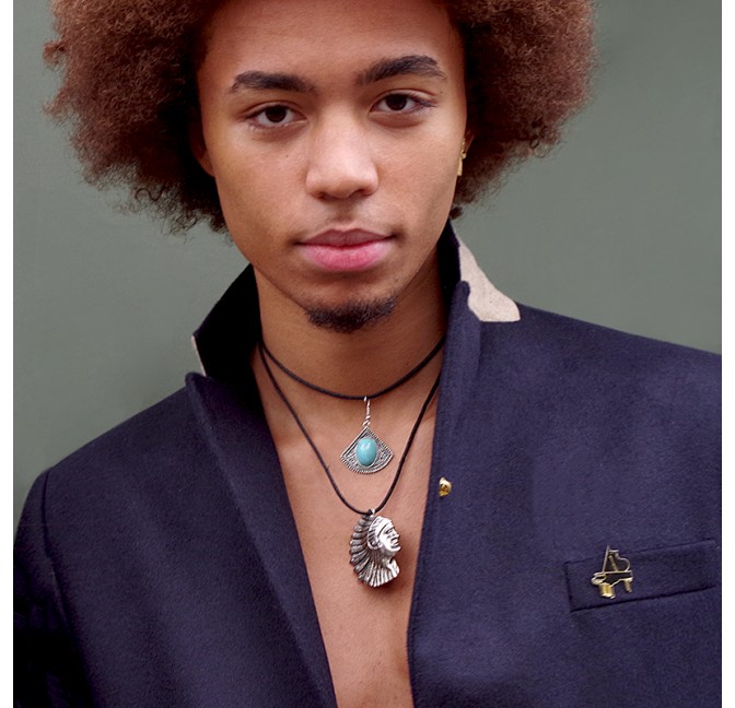 Manteau homme en laine et cachemire marine