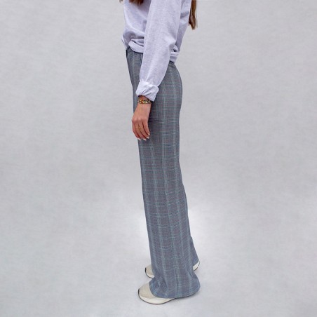 Pantalon carreaux gris