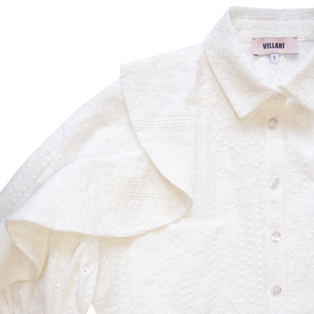 Chemisier broderie anglaise blanche avec volants