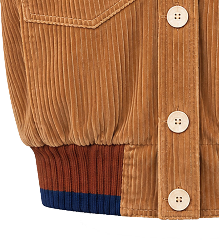 Camel corduroy jacket with faux fur lining