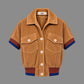 Camel corduroy jacket with faux fur lining