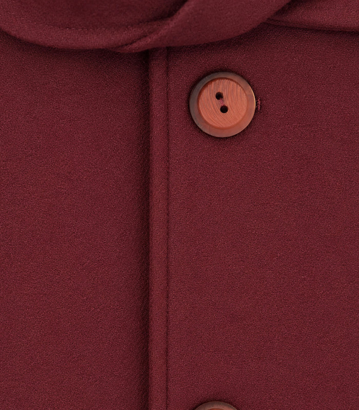 Pure wool balloon-sleeve coat in garnet
