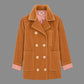 Camel beige corduroy double-breasted pea coat