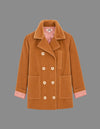 Camel beige corduroy double-breasted pea coat