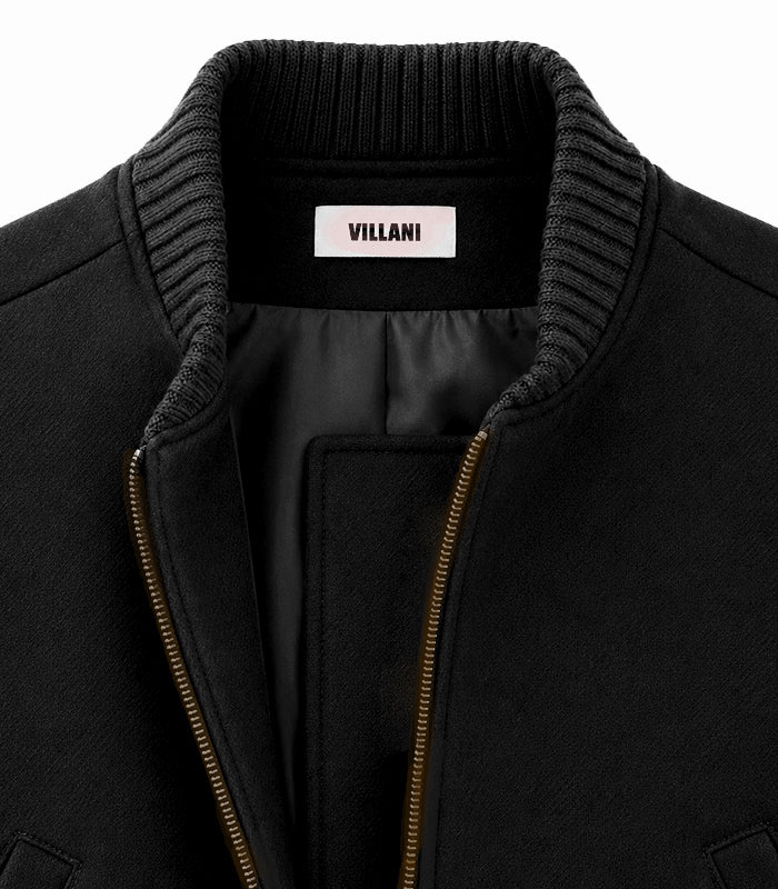 Black baby camel wool jacket with oversized shoulders