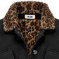 Black jacket with leopard faux fur lining