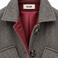 Blouson manches courtes en laine chevron gris avec bord côte noir