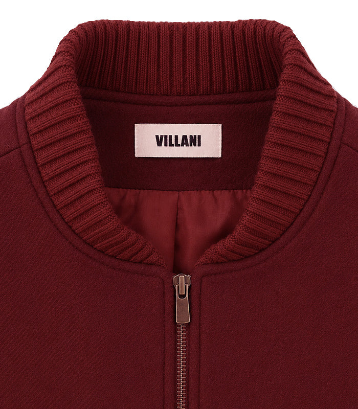 Oversized shoulder garnet pure wool jacket