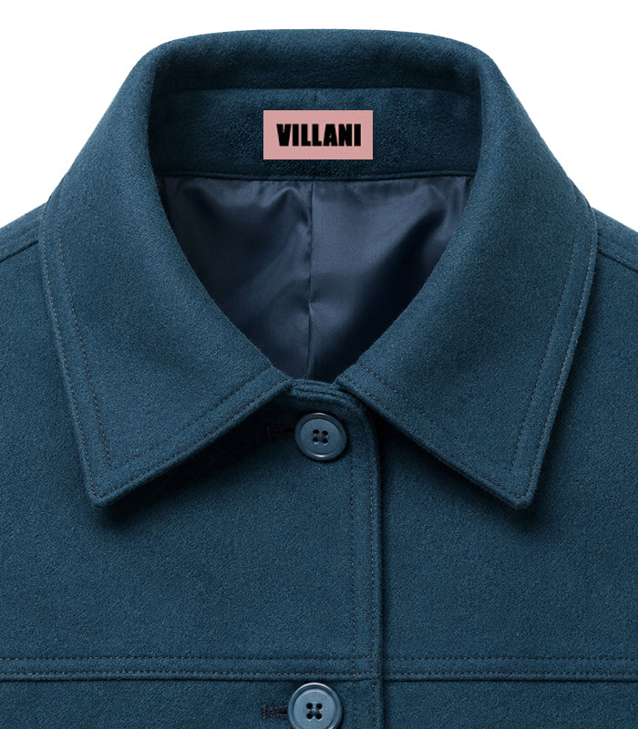 Petroleum blue wool balloon-sleeve jacket
