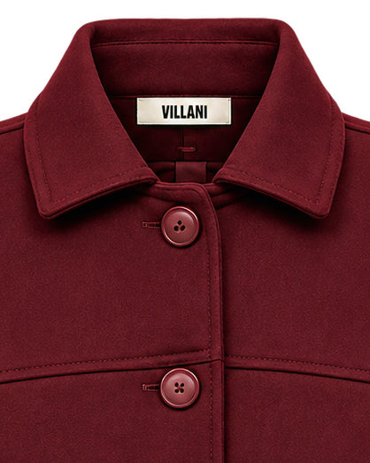 Garnet wool bomber jacket with balloon sleeves