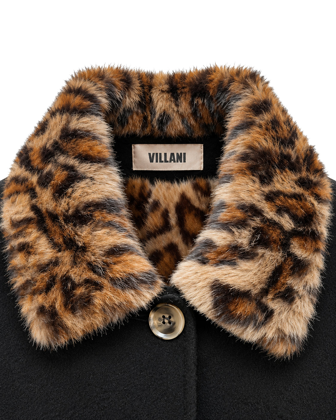 Black jacket with leopard faux fur lining