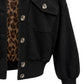 Black jacket with leopard faux fur lining