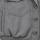 Grey flannel jacket lined with beige faux fur