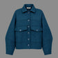 Petroleum blue wool balloon-sleeve jacket