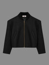 Black baby camel wool jacket with oversized shoulders