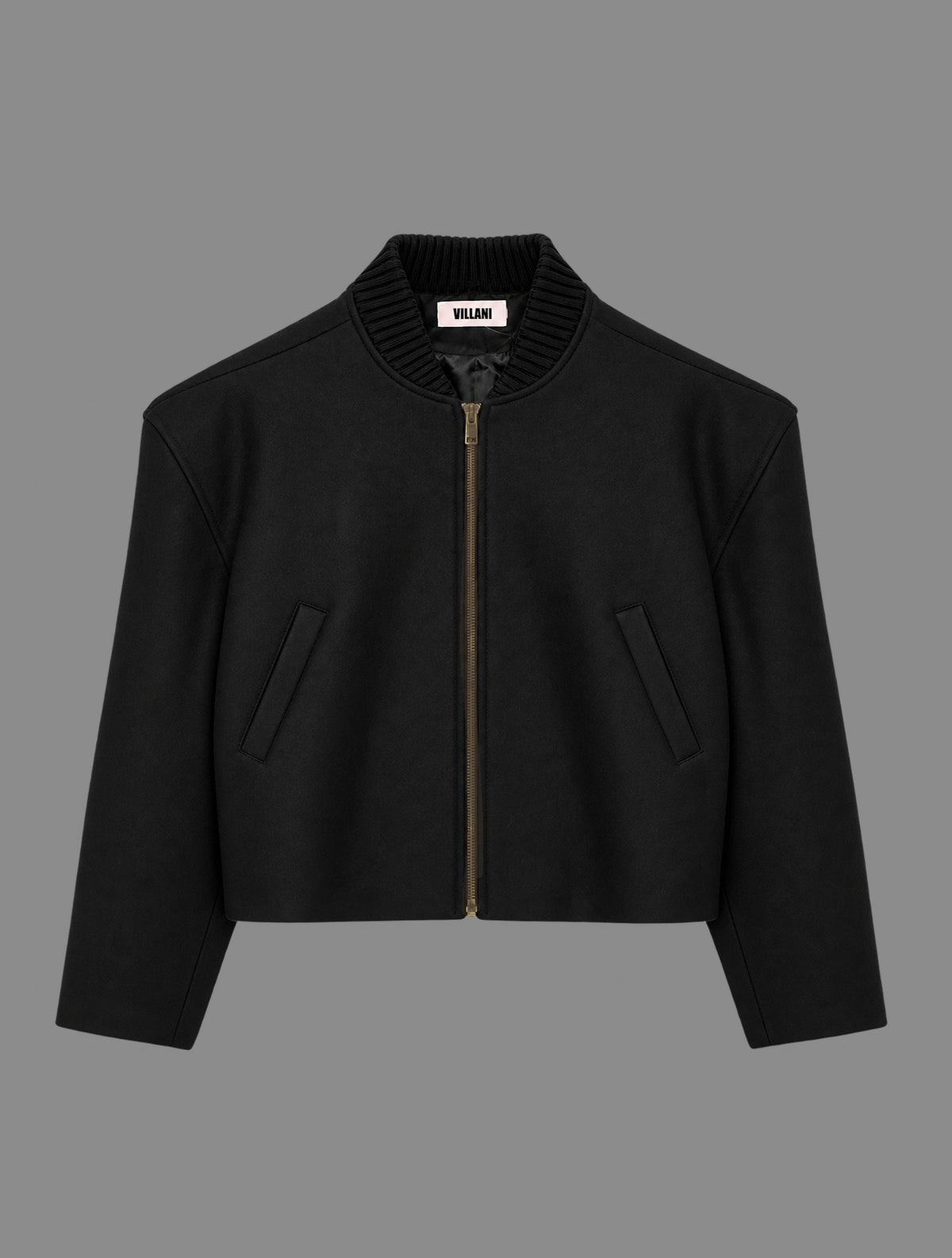 Black baby camel wool jacket with oversized shoulders