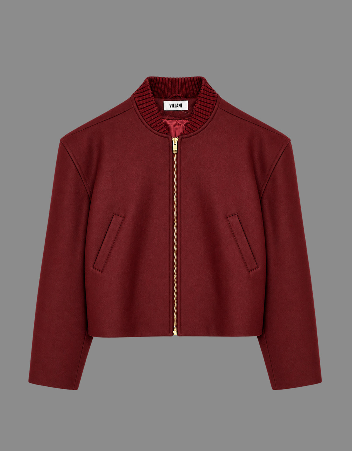 Oversized shoulder garnet pure wool jacket