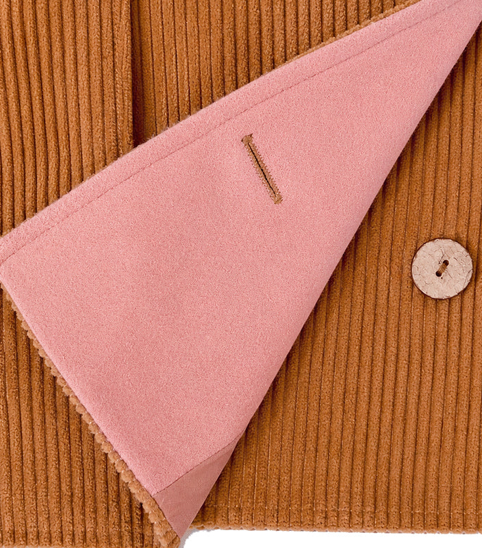 Camel beige corduroy double-breasted pea coat