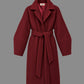 Pure wool balloon-sleeve coat in garnet