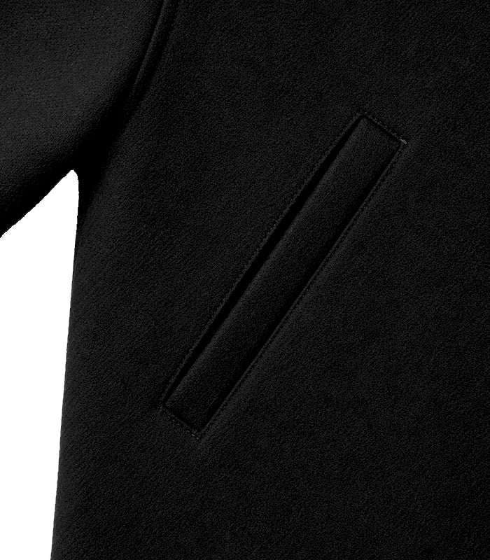 Black baby camel wool jacket with oversized shoulders