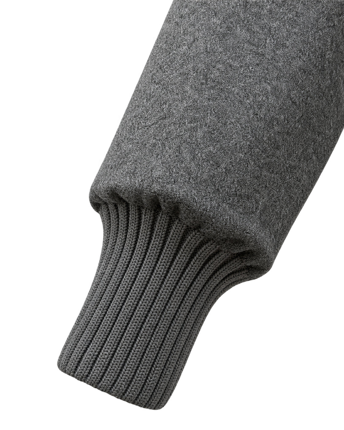 Grey flannel jacket lined with beige faux fur