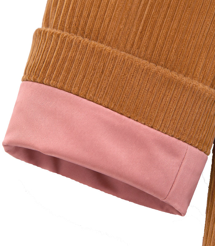 Camel beige corduroy double-breasted pea coat
