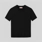 Black short-sleeved crew neck sweater