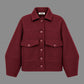Veste blouson manches ballons en laine grenat